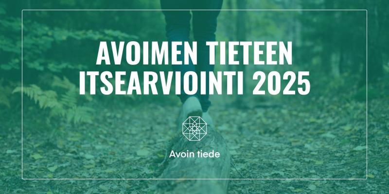 Kuvituskuva, jossa on teksti: Avoimen tieteen itsearviointi. 